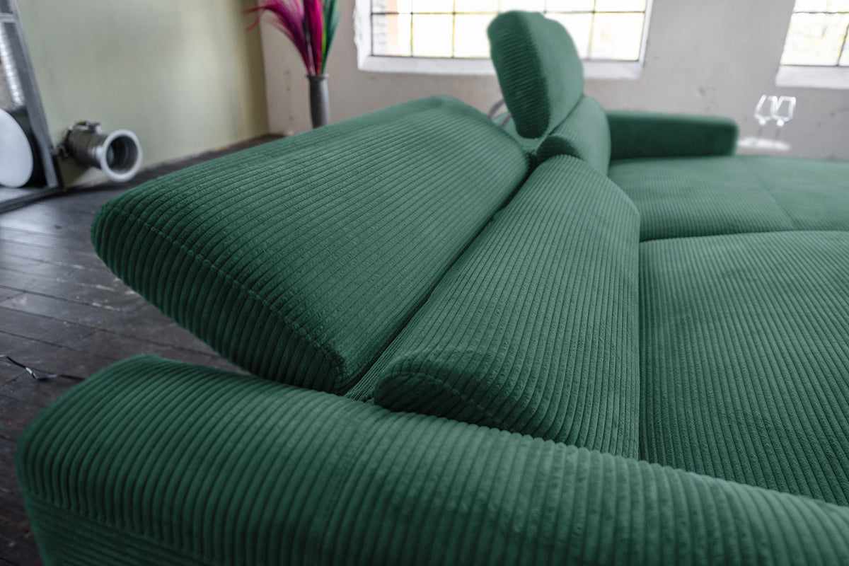 KAWOLA Sofa LAISKA Ecksofa Cord smaragd