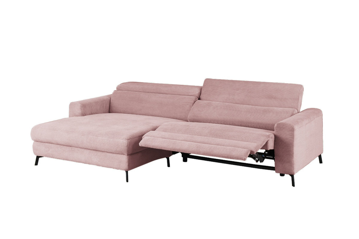 KAWOLA Sofa LAISKA Ecksofa Relaxfunktion teilmotorisch Cord rosa