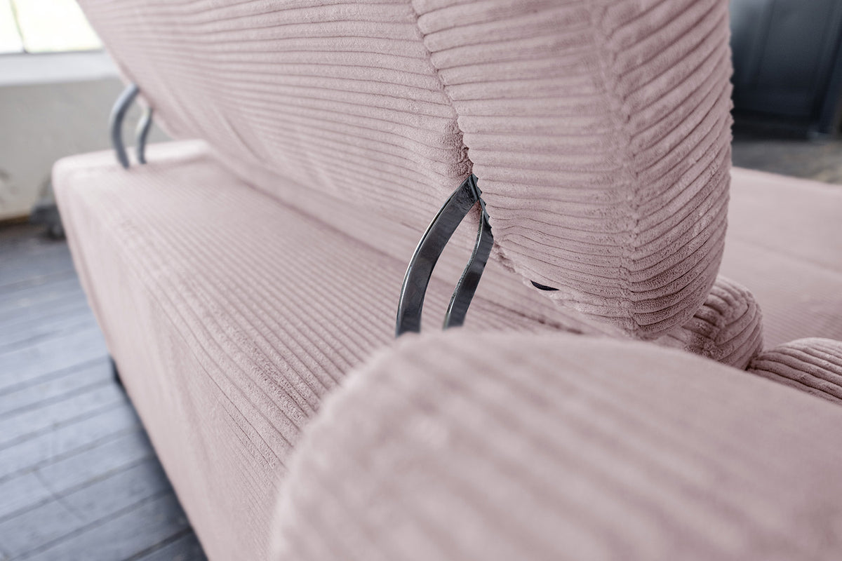 KAWOLA Sofa LAISKA Ecksofa Relaxfunktion teilmotorisch Cord rosa