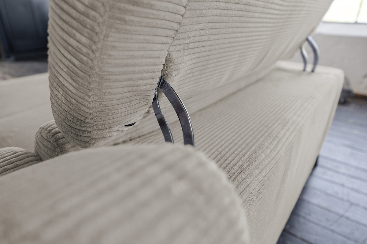 KAWOLA Sofa LAISKA Ecksofa Relaxfunktion teilmotorisch Cord steingrau