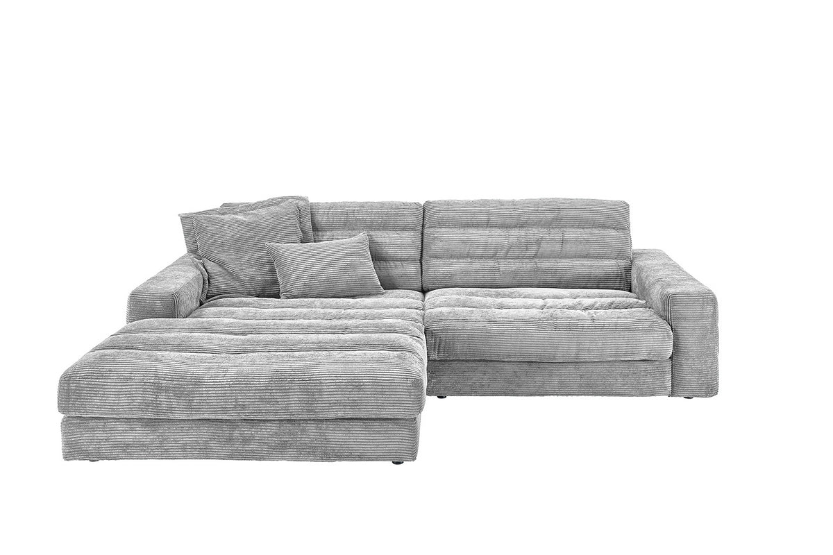 KAWOLA Sofa LANA Ecksofa Cord hellgrau