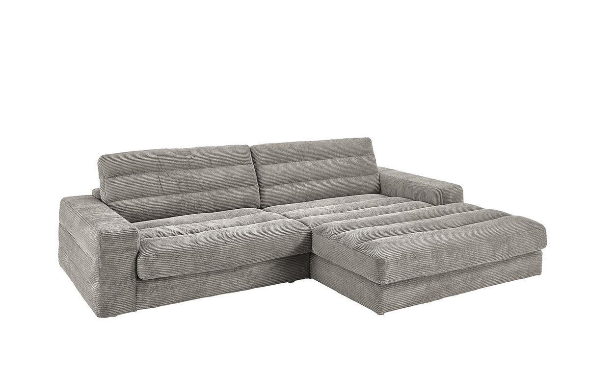 KAWOLA Sofa LANA Ecksofa Cord steingrau