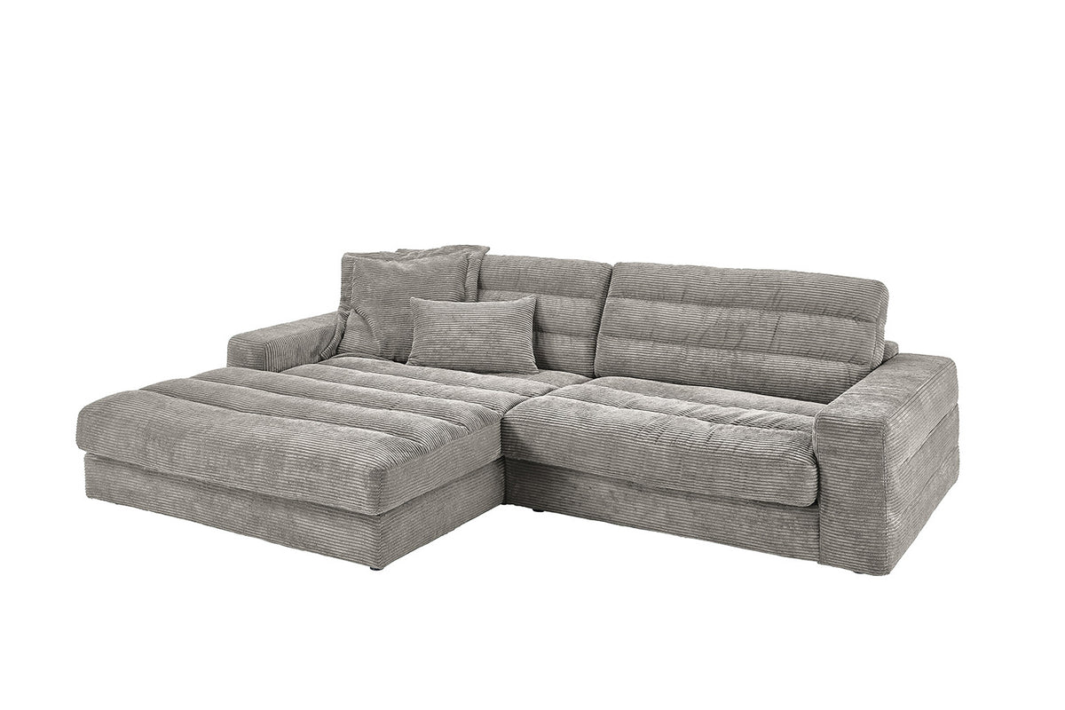 KAWOLA Sofa LANA Ecksofa Cord steingrau