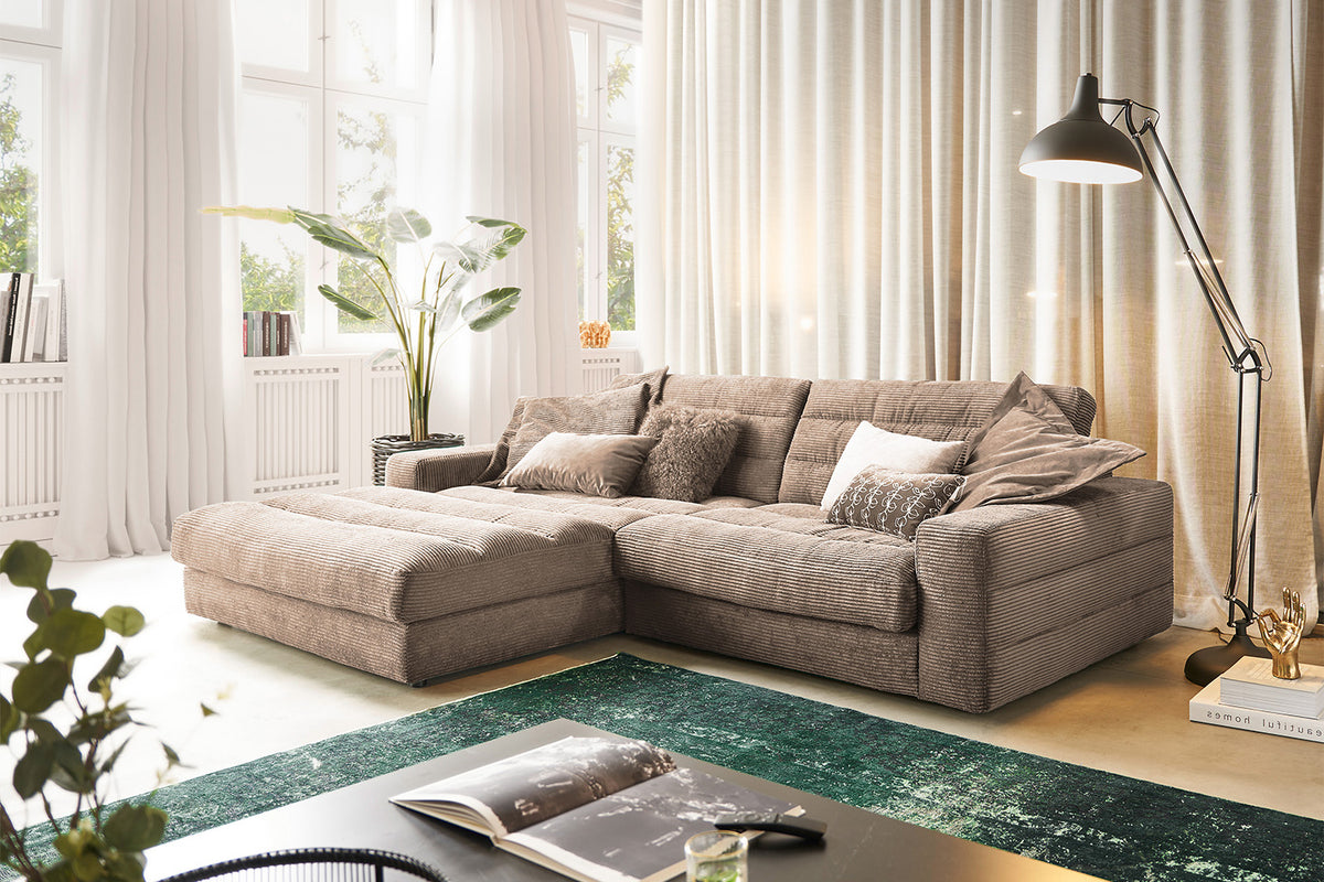 KAWOLA Sofa LANA Ecksofa Cord taupe, Links