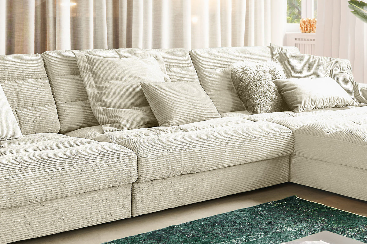 KAWOLA Sofa LANA XL Ecksofa Cord cremeweiß
