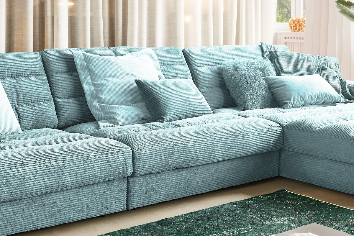 KAWOLA Sofa LANA XL Ecksofa Cord hellblau