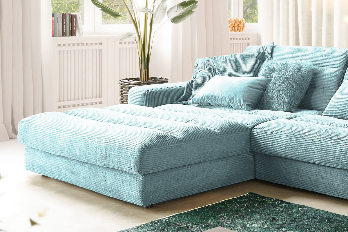 KAWOLA Sofa LANA XL Ecksofa Cord hellblau