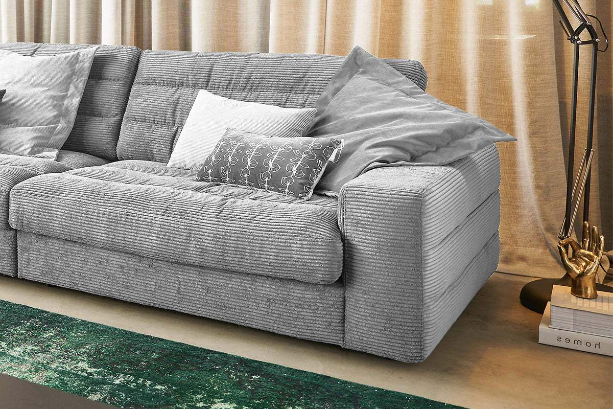 KAWOLA Sofa LANA XL Ecksofa Cord hellgrau