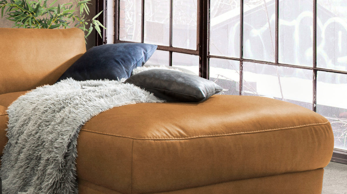 KAWOLA Sofa LOLA Ecksofa Stoff cognac mit motorischer Relaxfunktion