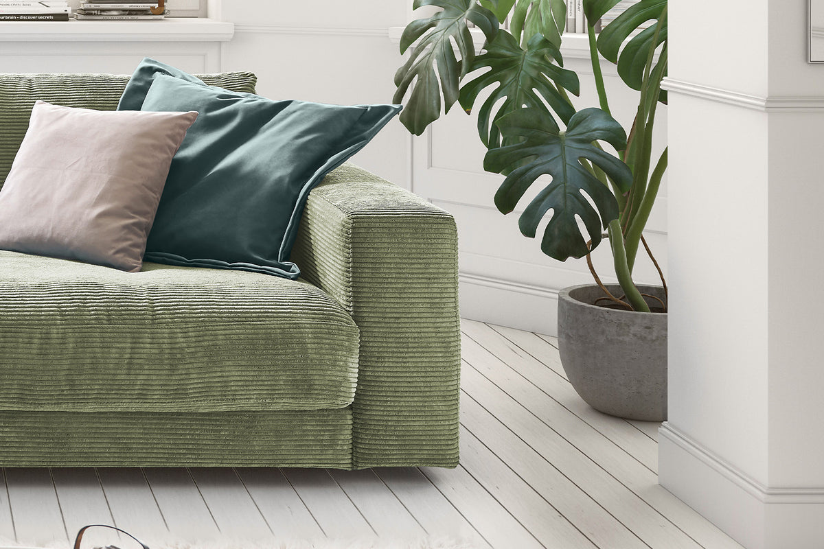 KAWOLA Sofa MADELINE 2-Sitzer Cord olivgrün