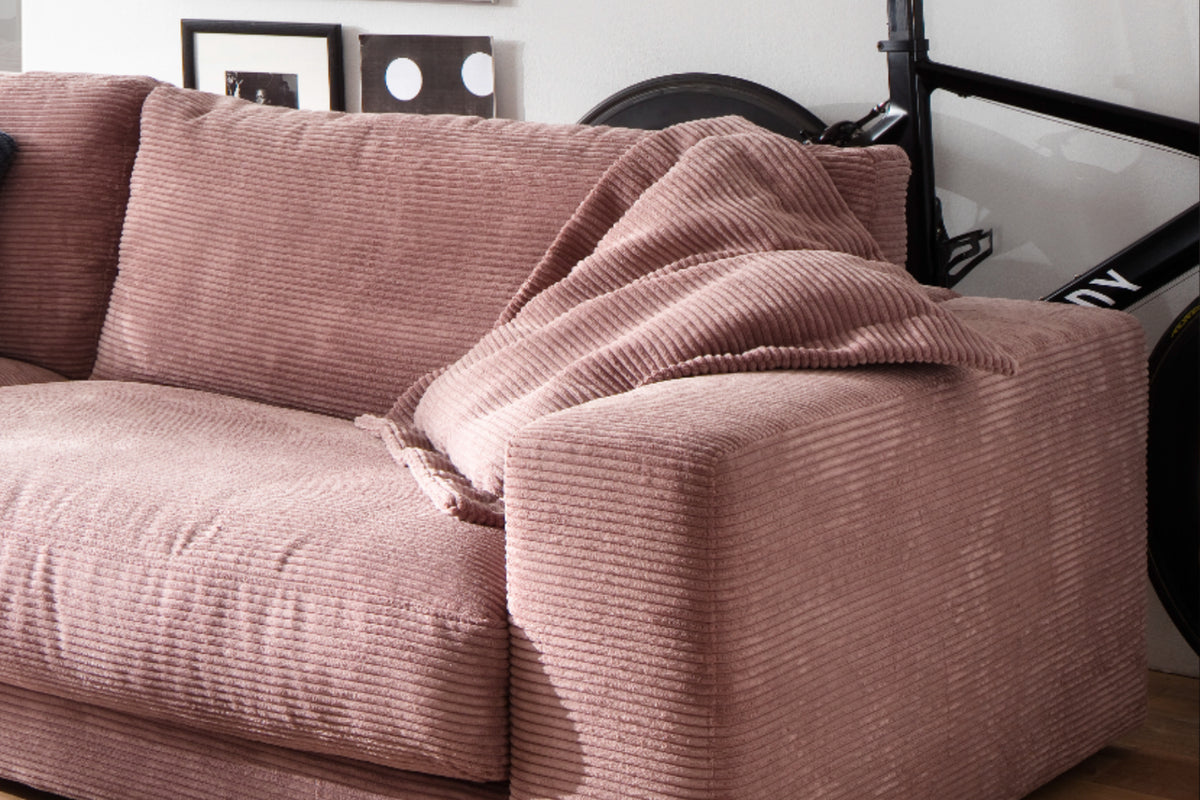 KAWOLA Sofa MADELINE 3-Sitzer Cord rosa