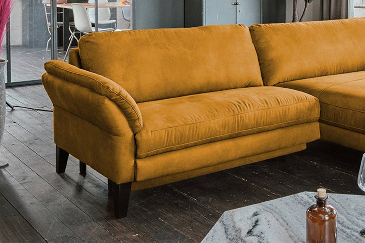 KAWOLA Sofa MALTA Ecksofa Stoff gold