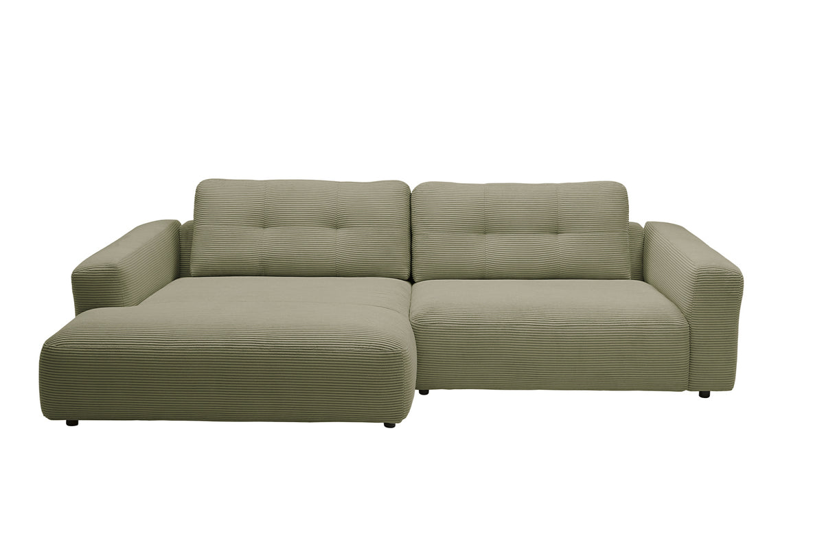 KAWOLA Sofa MIKA Ecksofa Cord olivgrün