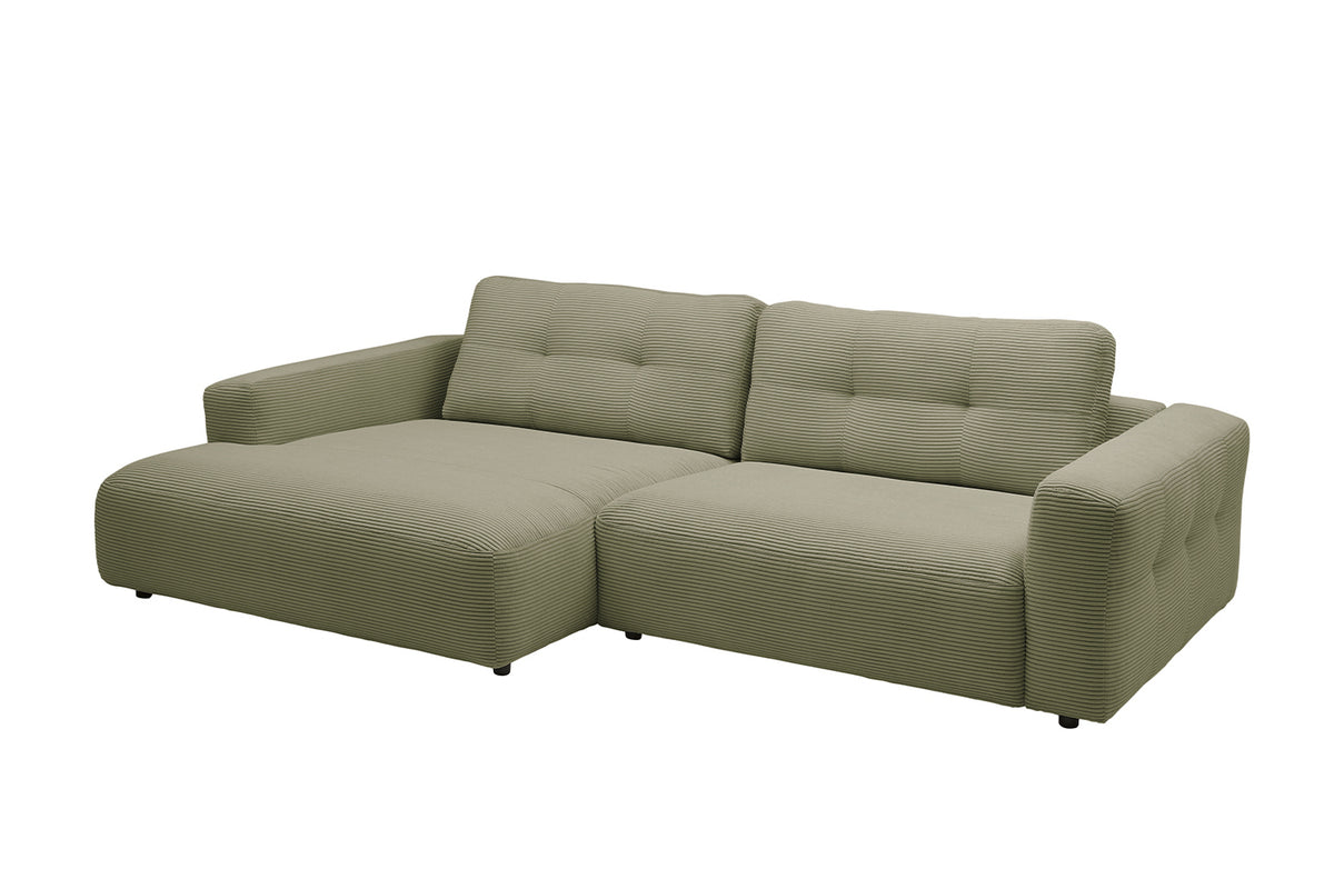 KAWOLA Sofa MIKA Ecksofa Cord olivgrün