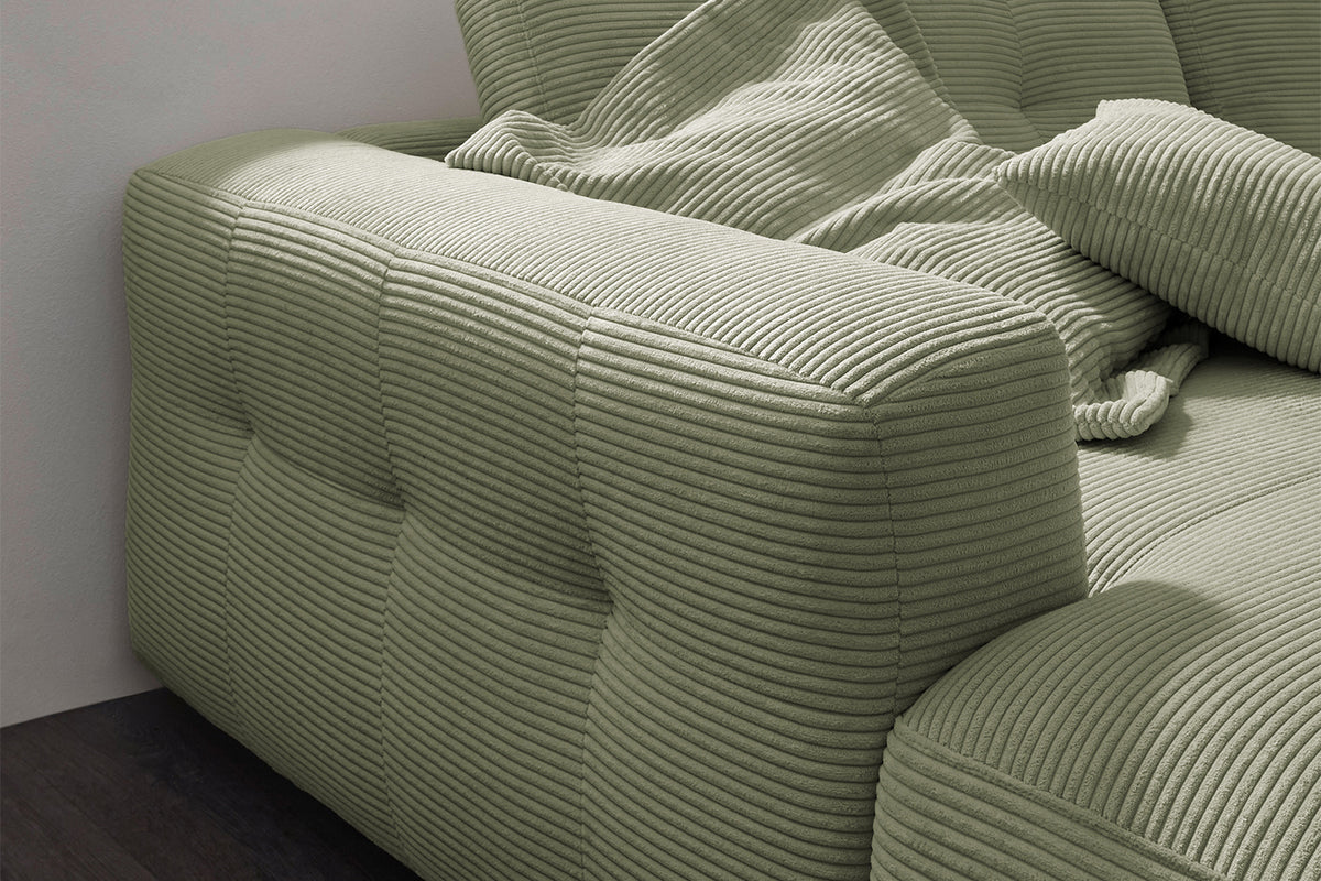 KAWOLA Sofa MIKA Ecksofa Cord olivgrün