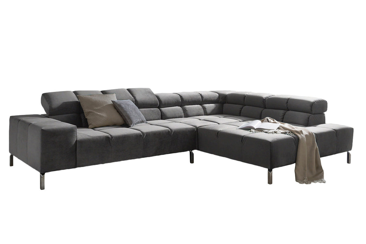 KAWOLA Sofa NELSON Ecksofa Velvet stone