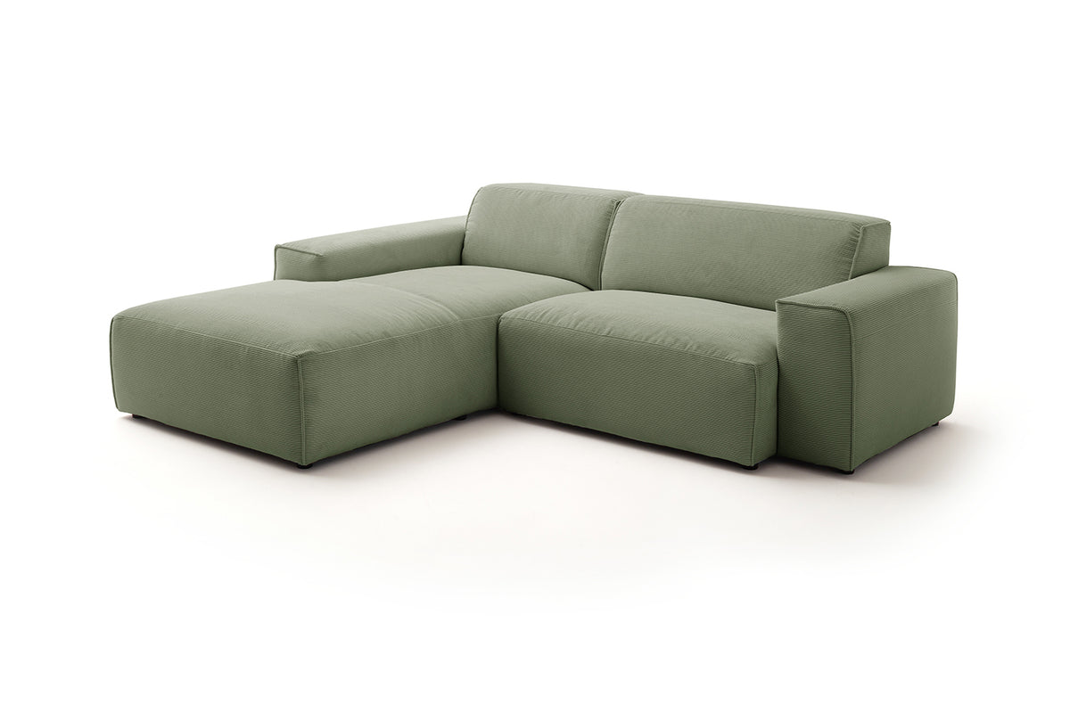KAWOLA Sofa RANI Ecksofa Feincord olivgrün