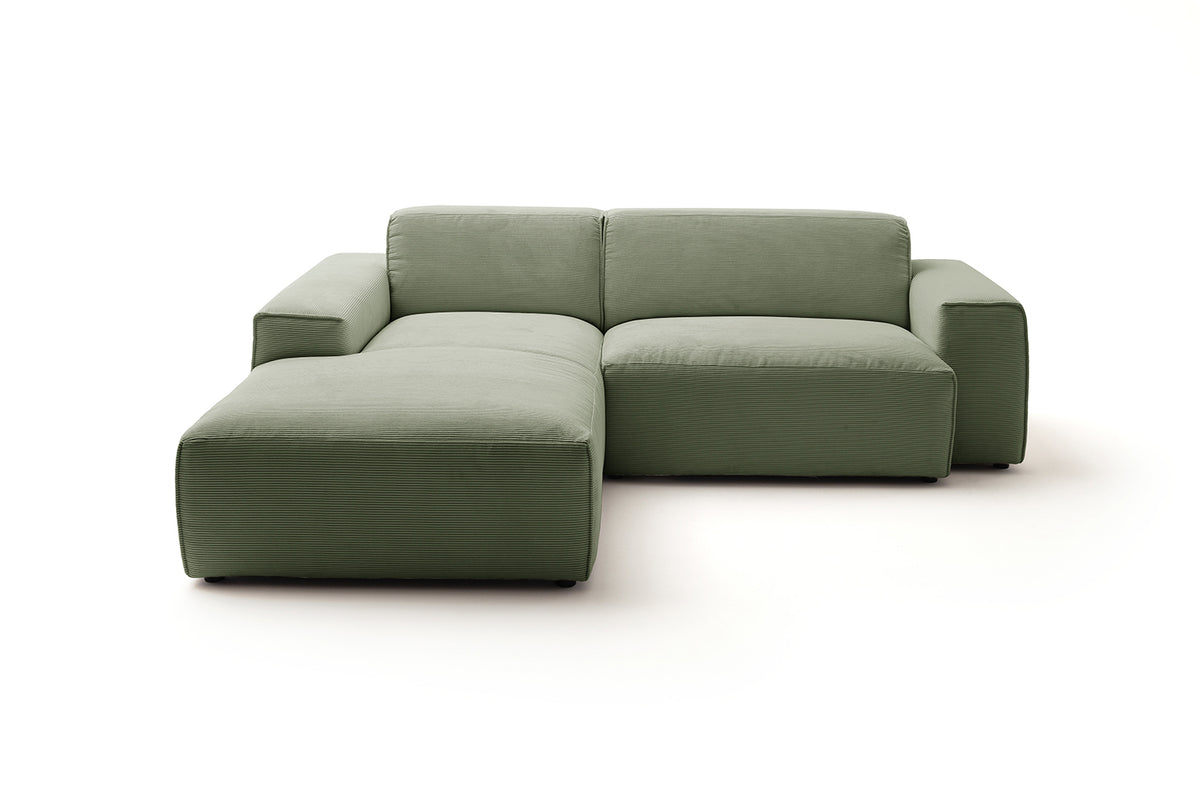 KAWOLA Sofa RANI Ecksofa Feincord olivgrün