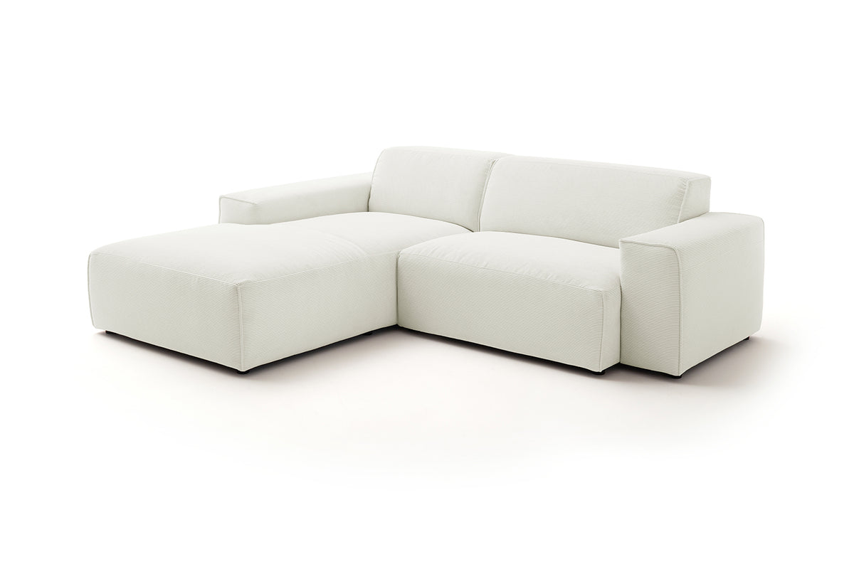 KAWOLA Sofa RANI Ecksofa Feincord weiß