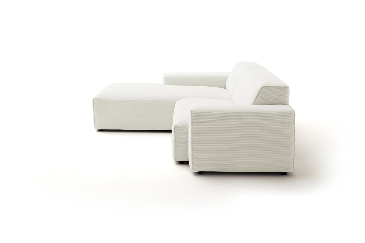 KAWOLA Sofa RANI Ecksofa Feincord weiß