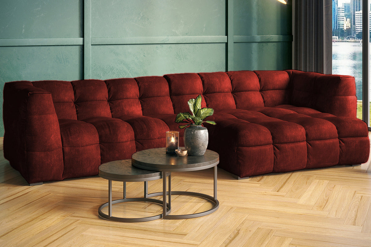 KAWOLA Sofa ROSARIO Ecksofa Velvet bordeaux