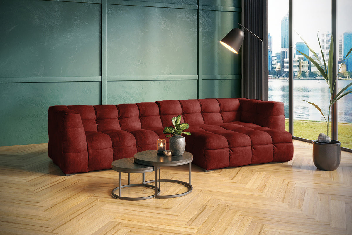 KAWOLA Sofa ROSARIO Ecksofa Velvet bordeaux, Rechts