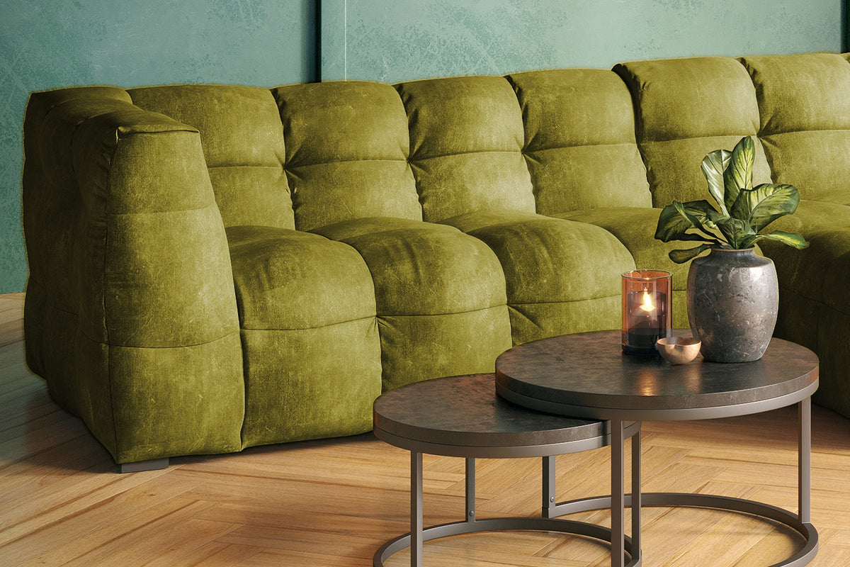 KAWOLA Sofa ROSARIO Ecksofa Velvet moosgrün