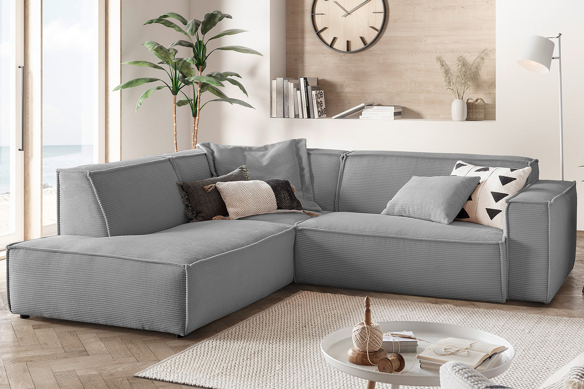 KAWOLA Sofa SAMU Ecksofa Cord grau