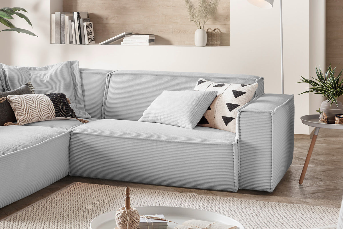 KAWOLA Sofa SAMU Ecksofa Cord hellgrau