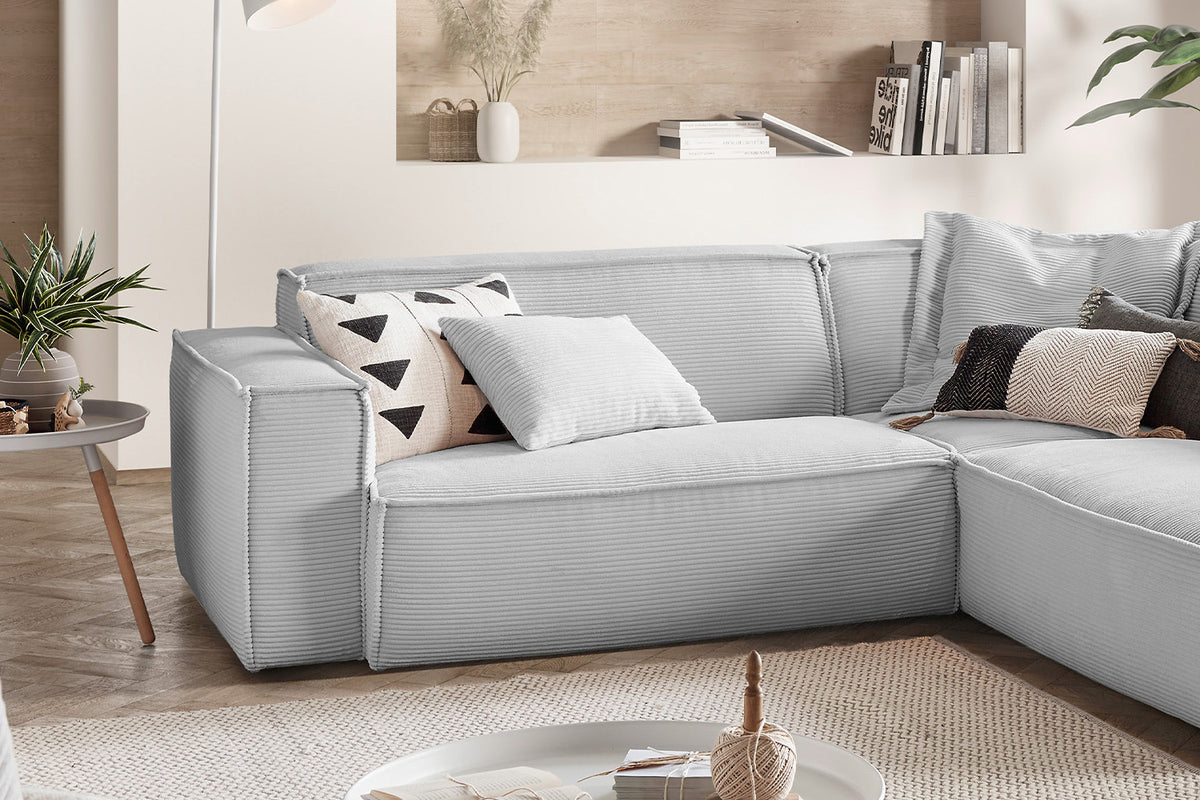 KAWOLA Sofa SAMU Ecksofa Cord hellgrau
