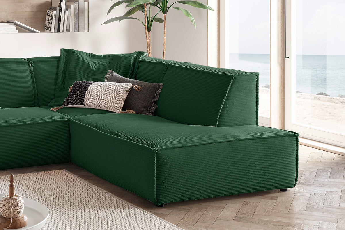 KAWOLA Sofa SAMU Ecksofa Cord smaragd