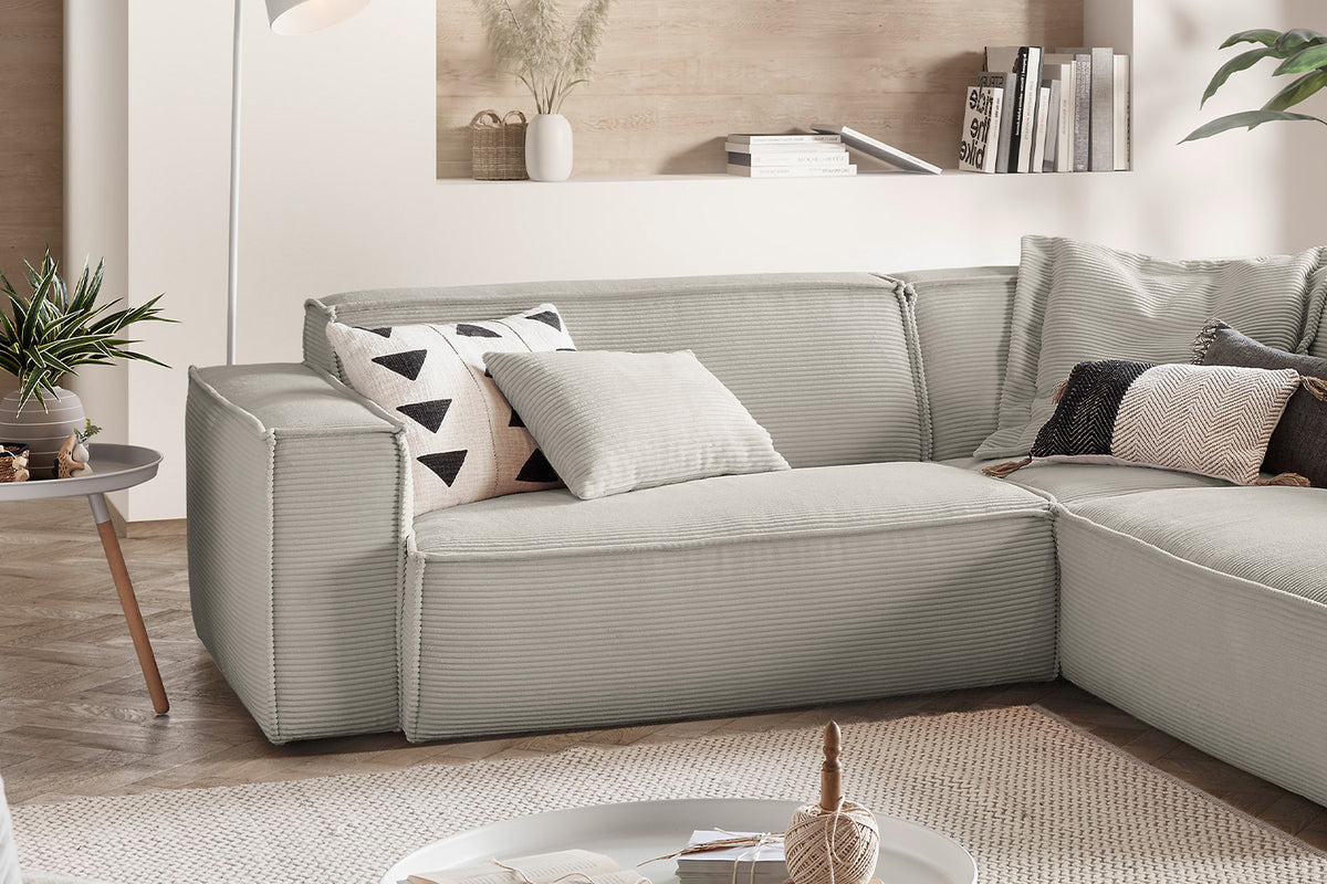 KAWOLA Sofa SAMU Ecksofa Cord steingrau