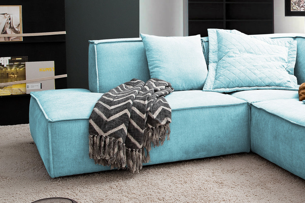 KAWOLA Sofa SAMU Ecksofa Stoff hellblau