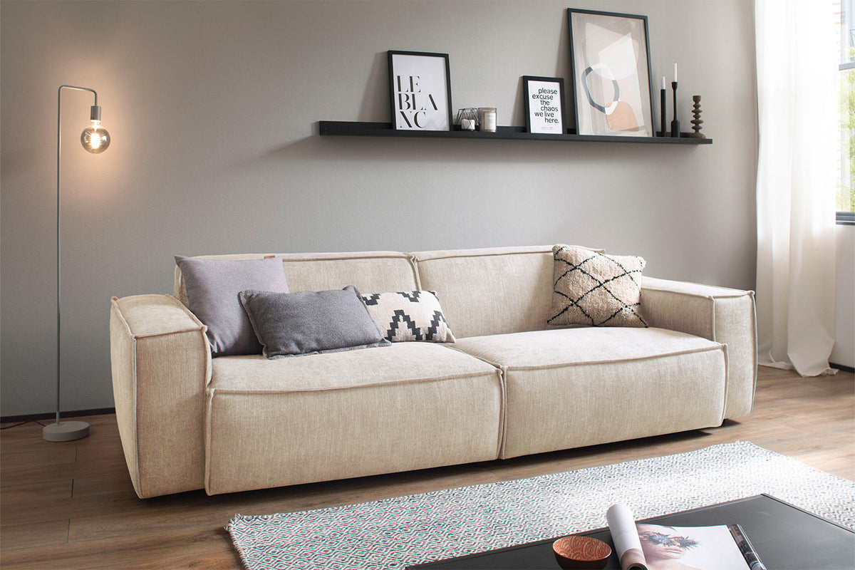 KAWOLA Sofa SAMU Stoff beige, 3-Sitzer