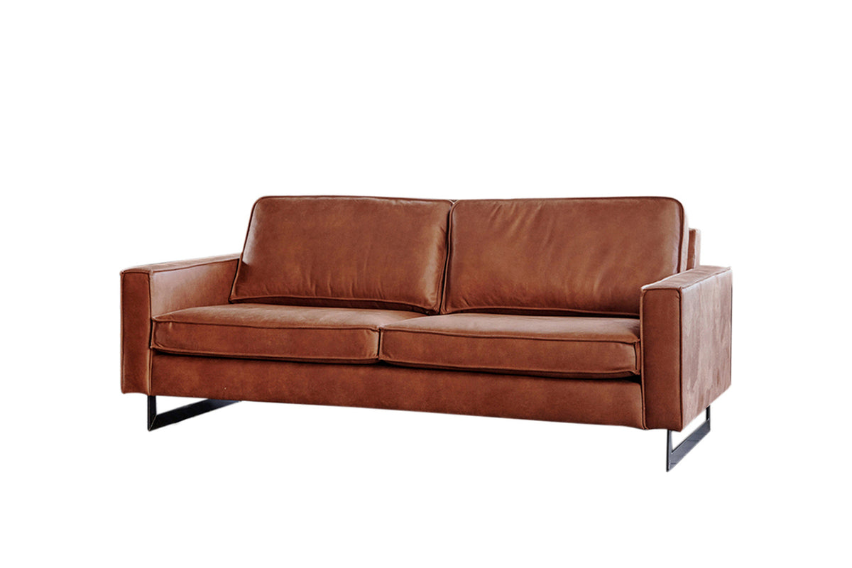 KAWOLA Sofa VILNIUS Lederfaserstoff cognac