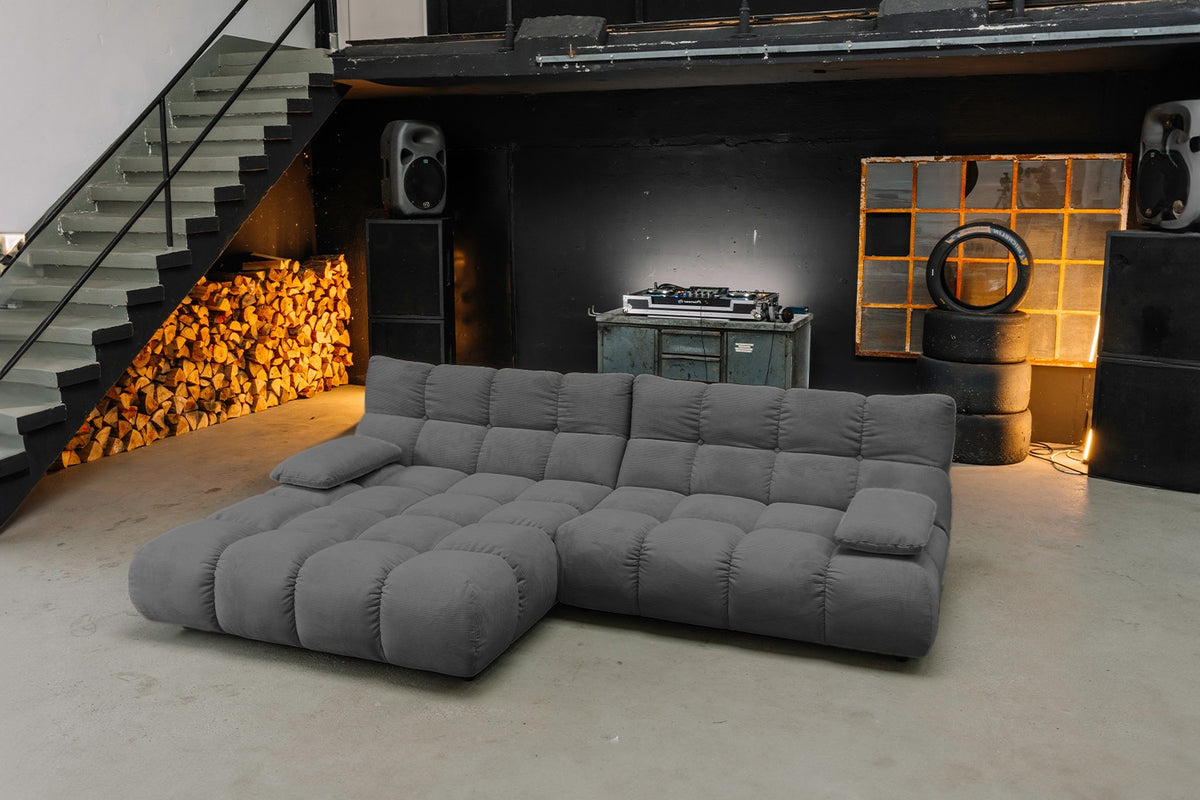 KAWOLA Sofa VIVIEN Ecksofa Feincord anthrazit