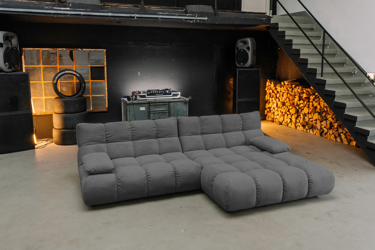 KAWOLA Sofa VIVIEN Ecksofa Feincord anthrazit