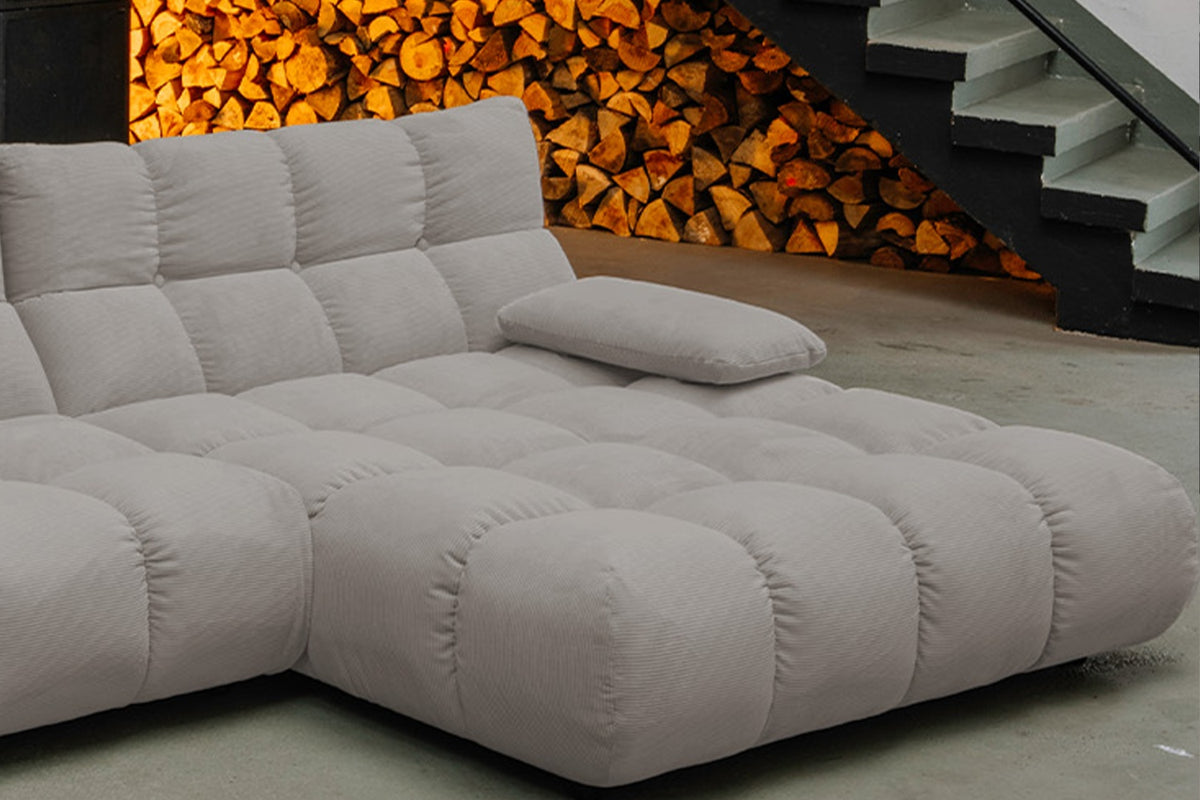 KAWOLA Sofa VIVIEN Ecksofa Feincord grau