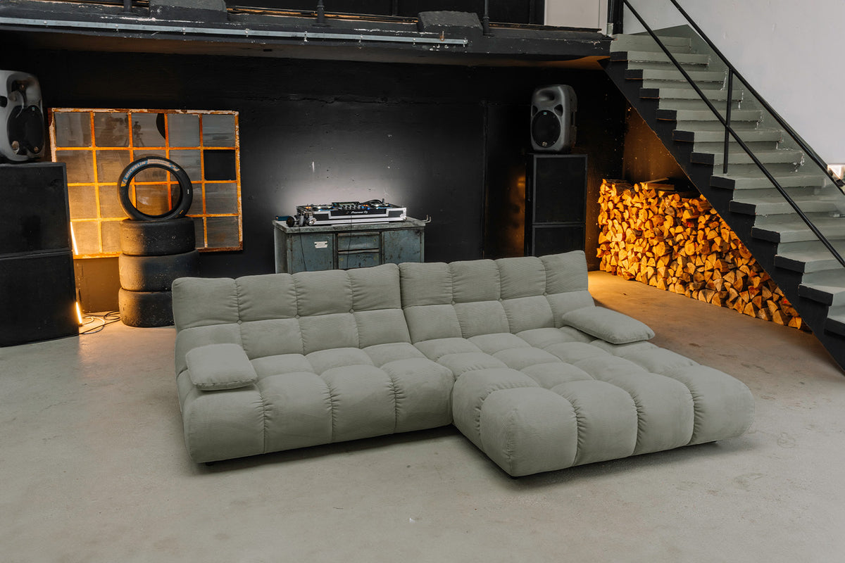 KAWOLA Sofa VIVIEN Ecksofa Feincord olivgrün