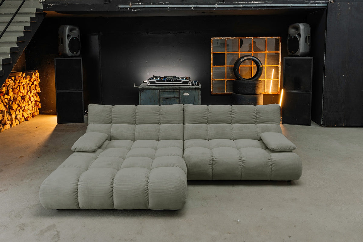 KAWOLA Sofa VIVIEN Ecksofa Feincord olivgrün
