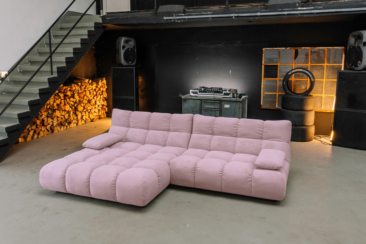 KAWOLA Sofa VIVIEN Ecksofa Feincord rosa