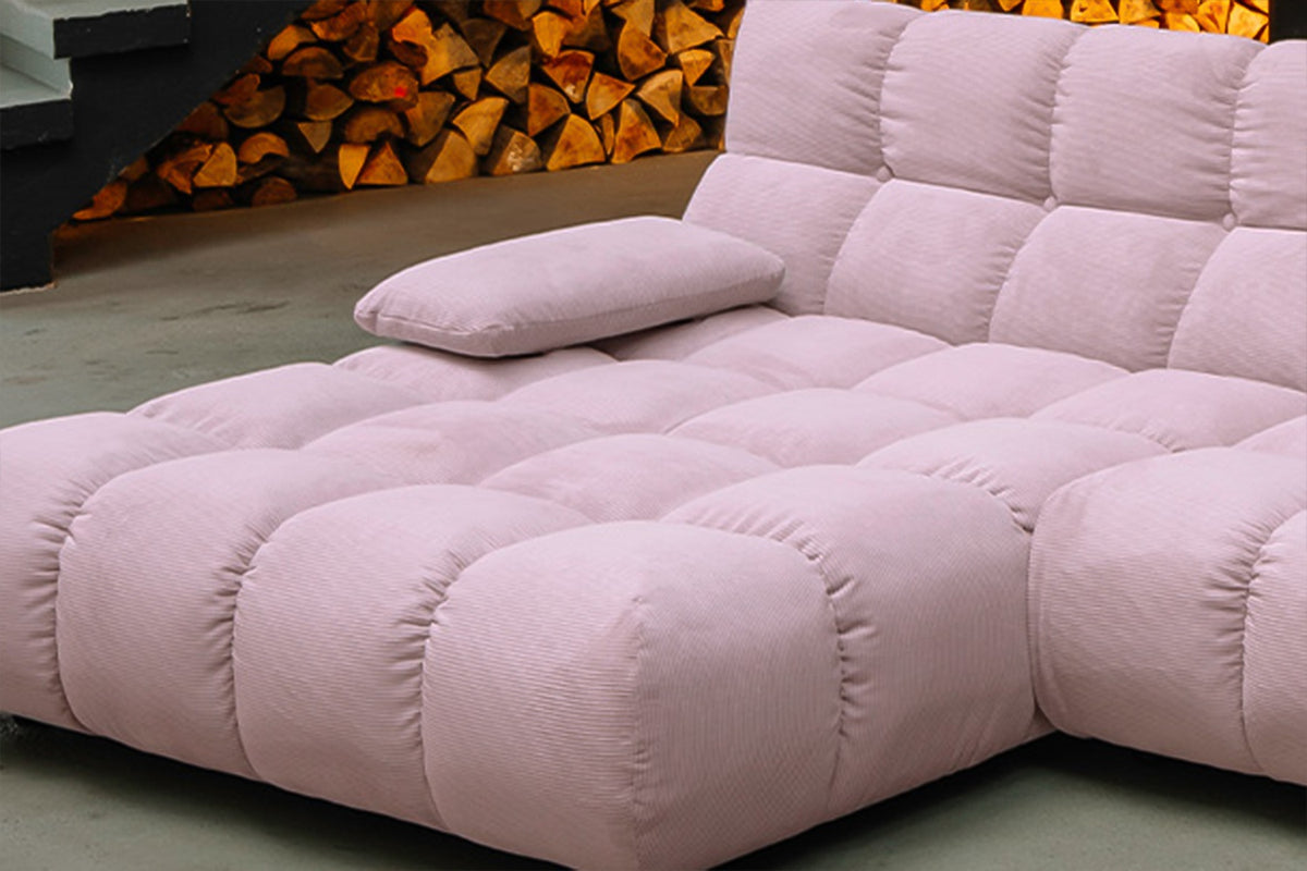 KAWOLA Sofa VIVIEN Ecksofa Feincord rosa