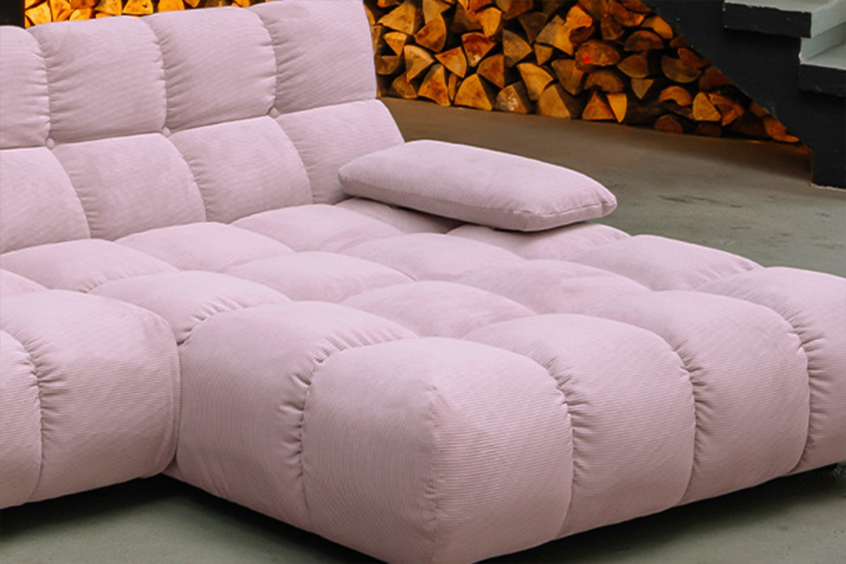 KAWOLA Sofa VIVIEN Ecksofa Feincord rosa