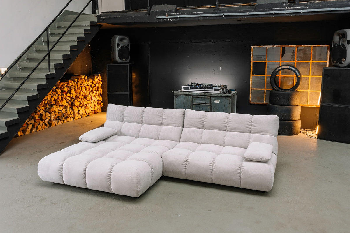 KAWOLA Sofa VIVIEN Ecksofa Feincord silber