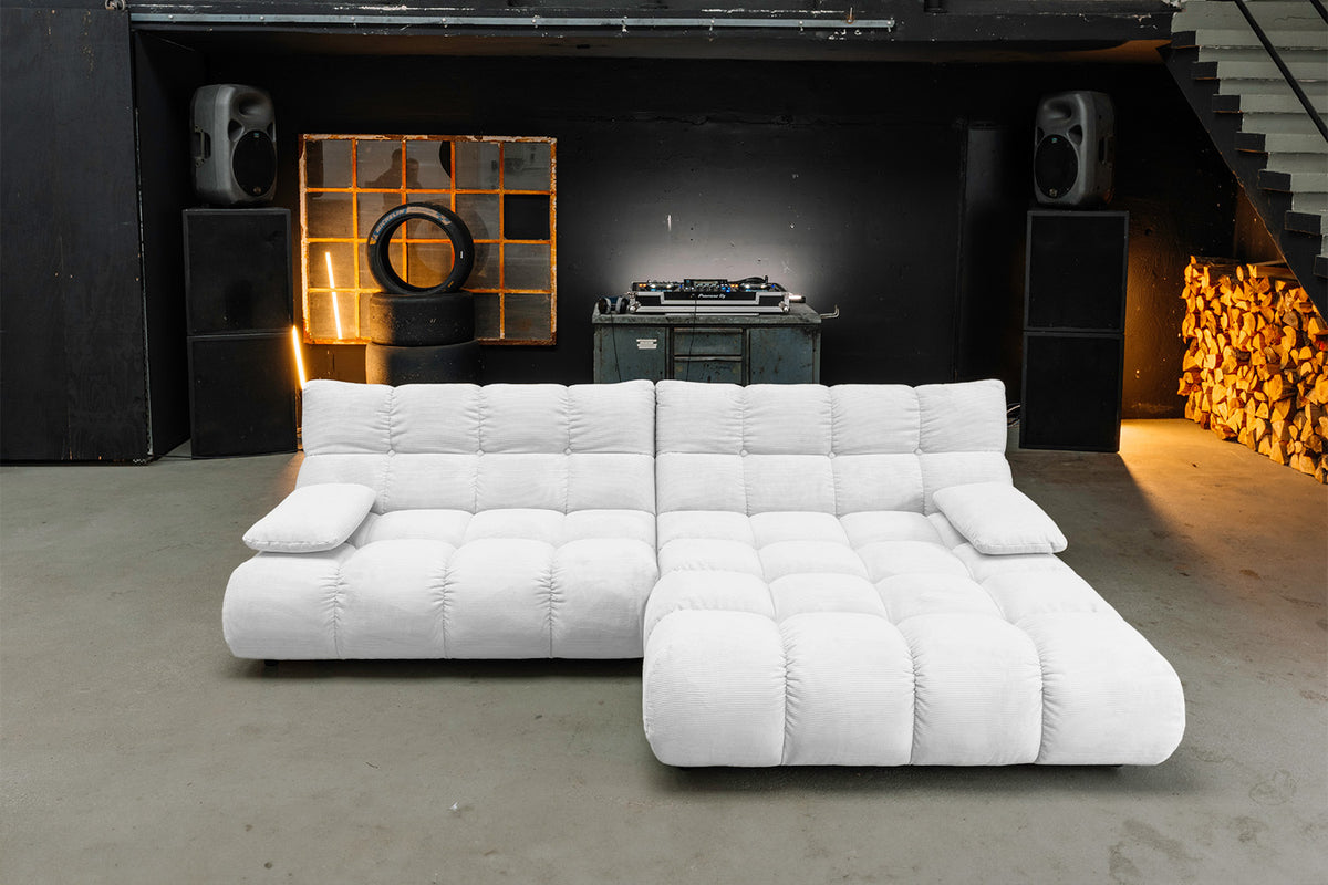 KAWOLA Sofa VIVIEN Ecksofa Feincord weiß