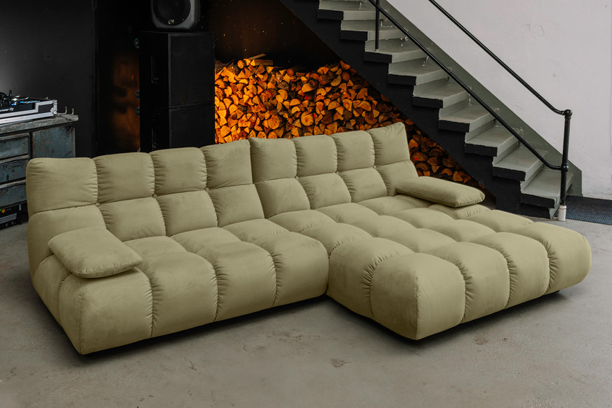KAWOLA Sofa VIVIEN Ecksofa Velvet oliv