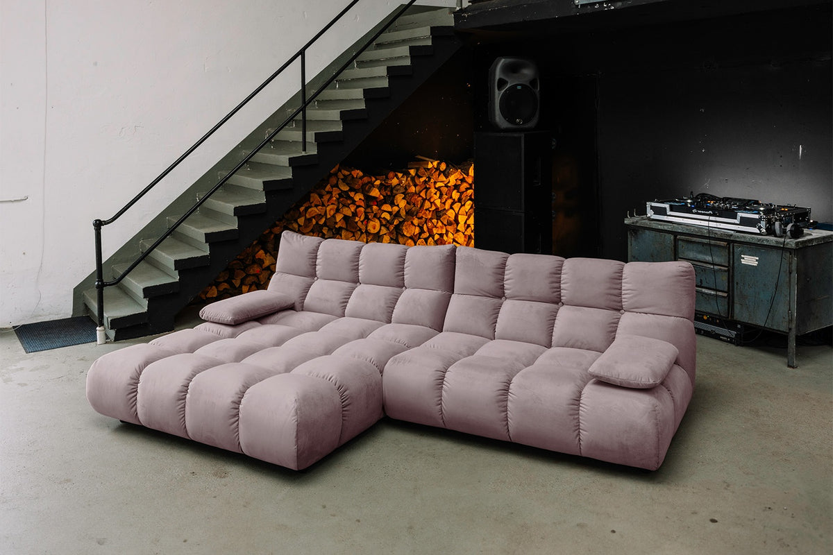 KAWOLA Sofa VIVIEN Ecksofa Velvet roségrau, Links