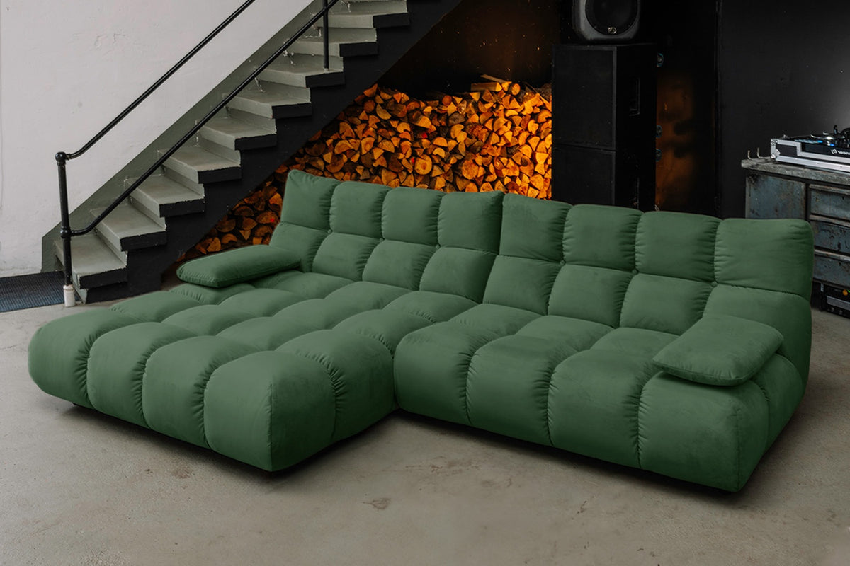 KAWOLA Sofa VIVIEN Ecksofa Velvet smaragd