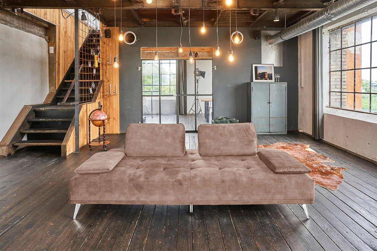 KAWOLA Sofa WIOLO Schlafsofa Daybed velvet taupe