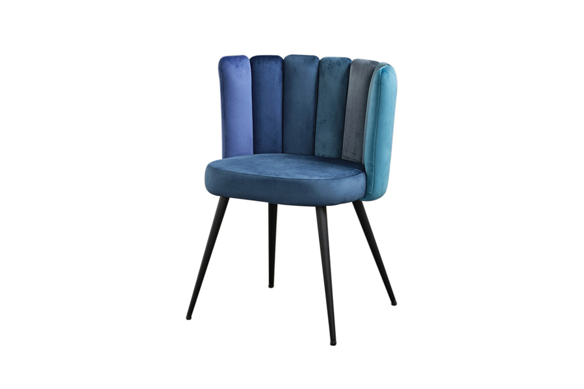 KAWOLA Stuhl JADA Esszimmerstuhl Velvet blau Fuß schwarz